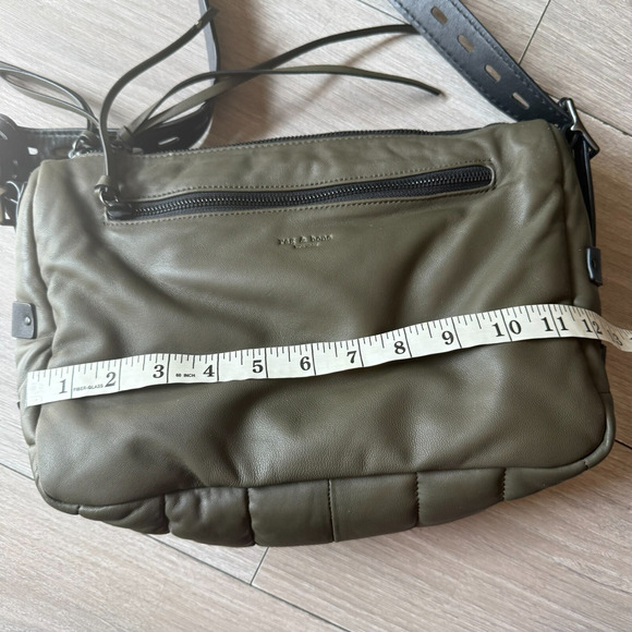 Rag & Bone Large Field Leather Messenger Bag Dark Green Puffer Leather And Nylon - Picture 6 of 16